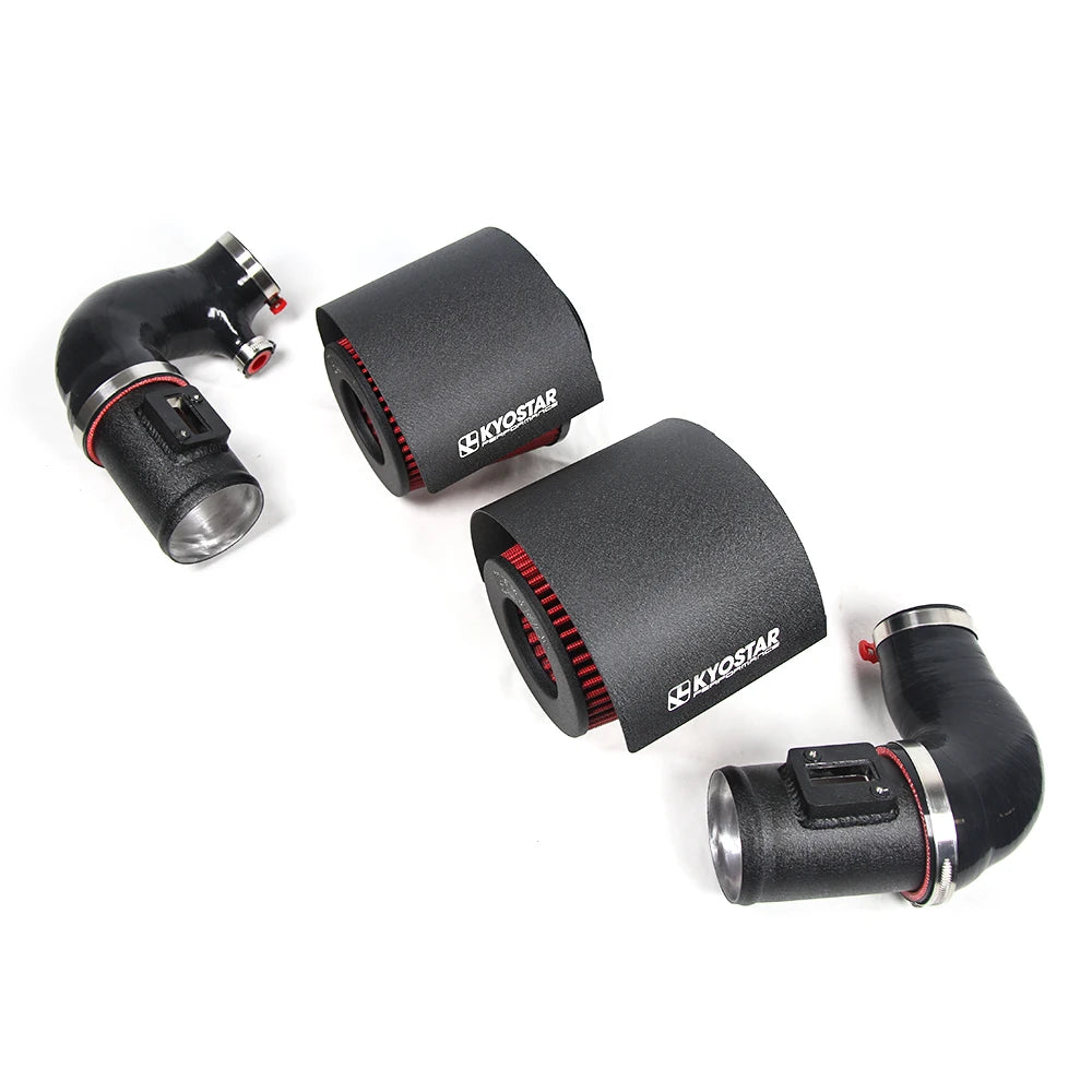 NO logo High Flow Shorty Tube Intakes for Infiniti Vr30 Q50 Q60 2018 VR30DDTT 3.0L Twin Turbo Heat Shield Cold Air Intake Kit-2