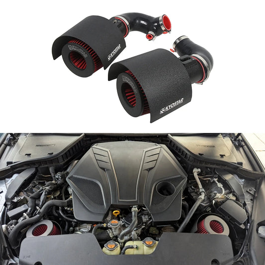 NO logo High Flow Shorty Tube Intakes for Infiniti Vr30 Q50 Q60 2018 VR30DDTT 3.0L Twin Turbo Heat Shield Cold Air Intake Kit-0